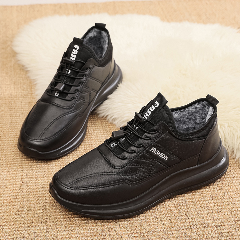 Reemelody Men's winter velvet non-slip casual shoes