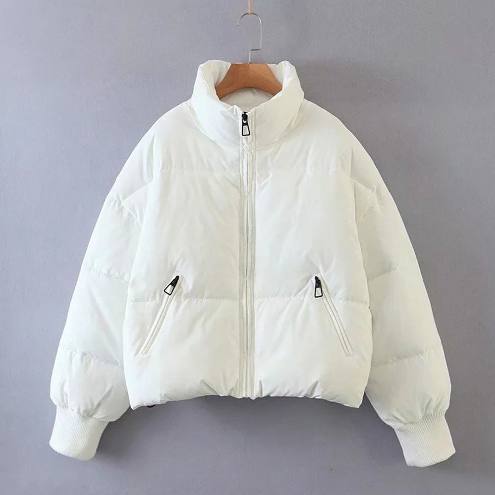 Reemelody New winter women's short stand collar zipper cotton jacket