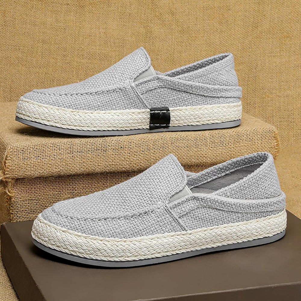Reemelody Men's high-end linen slip-on casual shoes