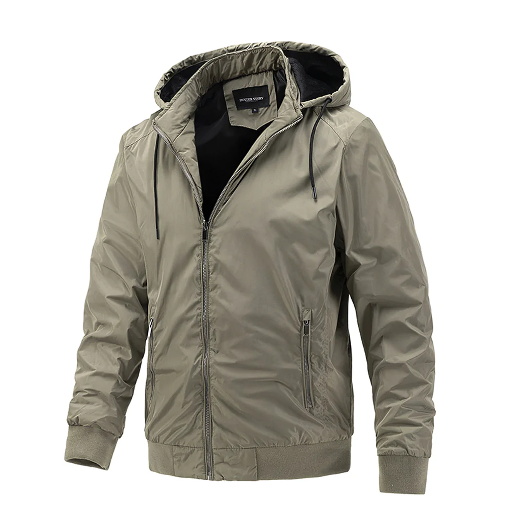 Reemelody Autumn and winter men's thick jacket with removable hood