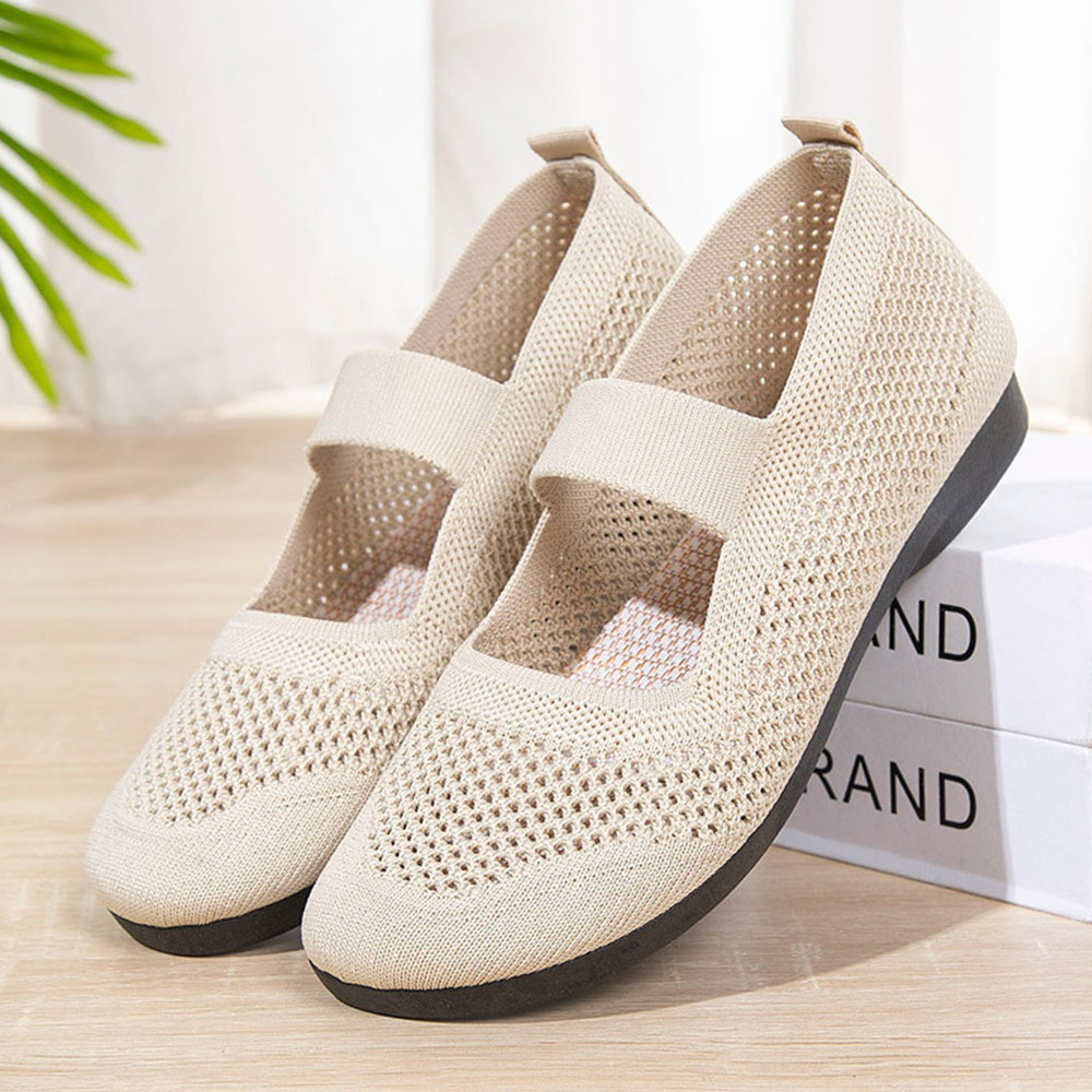 Reemelody Women's hollow knitted slip-on casual shoes