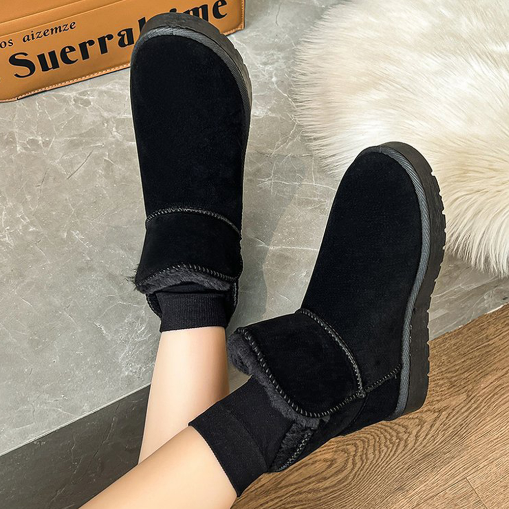 Reemelody New short tube thickened warm cotton winter shoes with thick sole and velvet