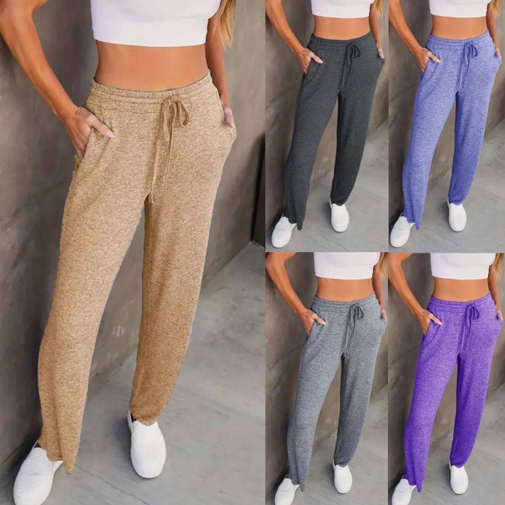 Reemelody New Women's Simple Loose Casual Sports Straight Pants