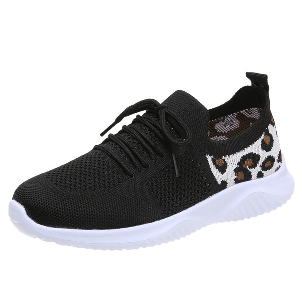 Reemelody Women's leopard print mesh breathable sneakers