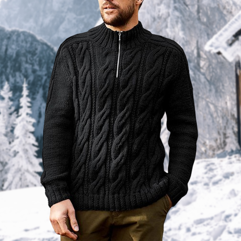 Reemelody Men's turtleneck zipper long sleeve sweater
