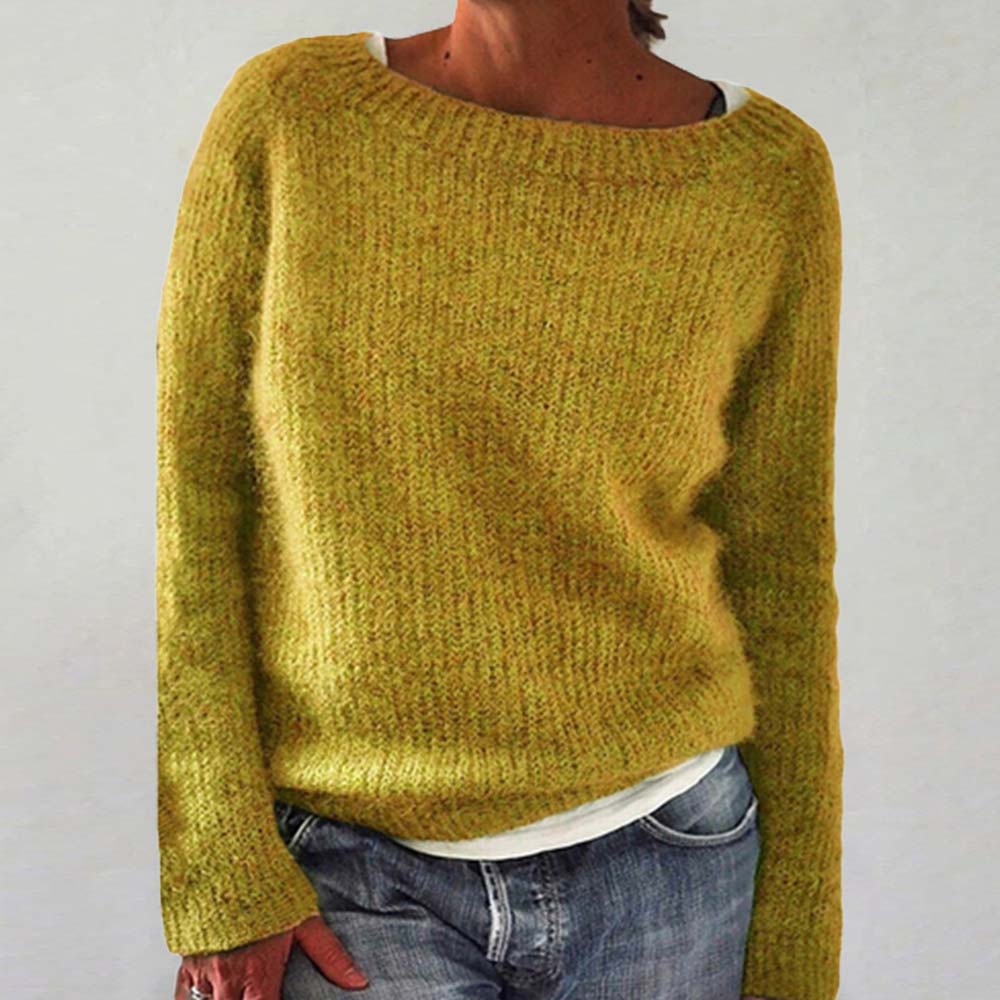 Reemelody New autumn and winter basic round neck solid color bottoming sweater