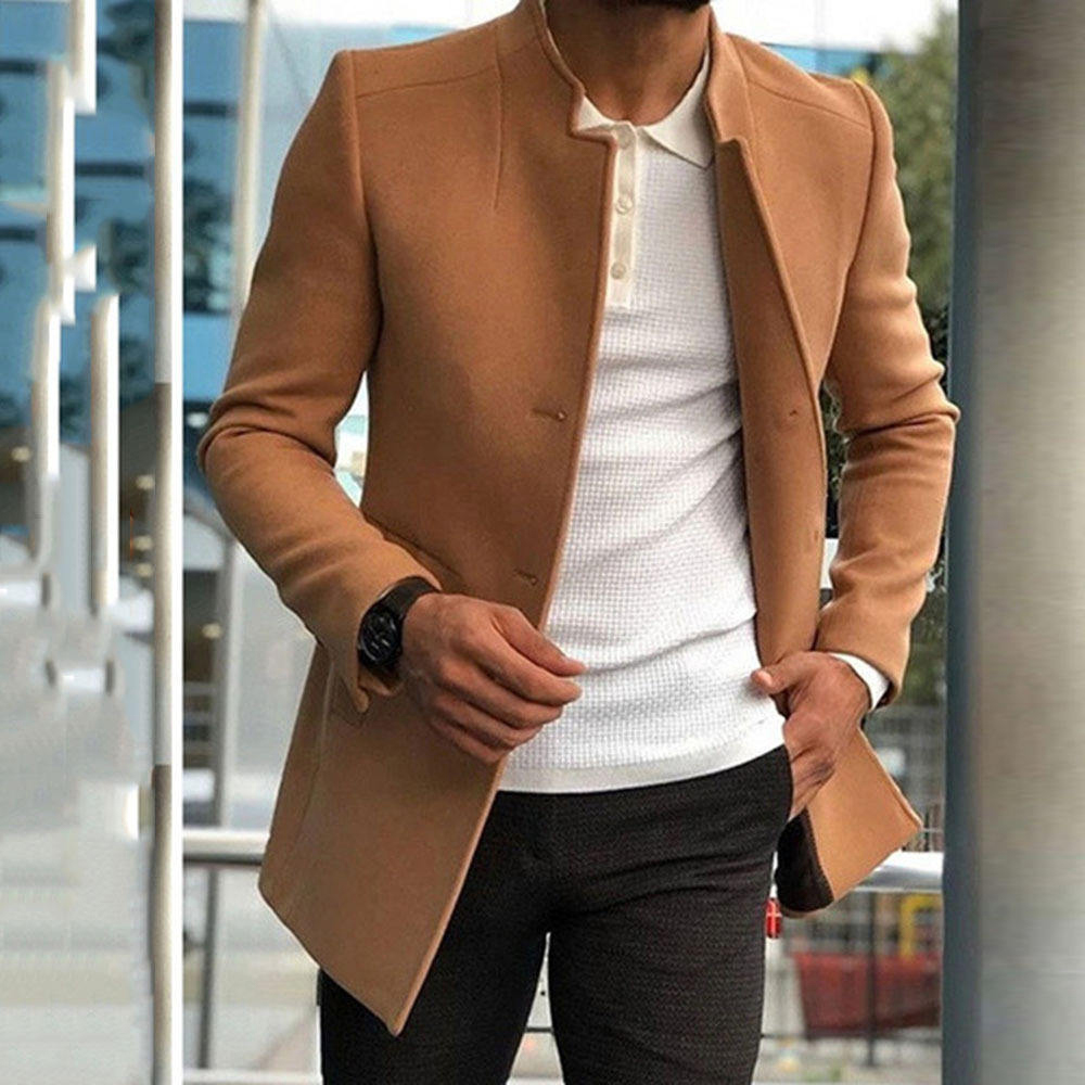 Reemelody Autumn and winter men's business solid color woolen slim fit suit jacket