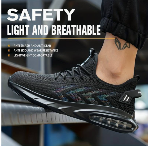 Diggetty Men's shock-absorbing comfortable non-slip safety shoes
