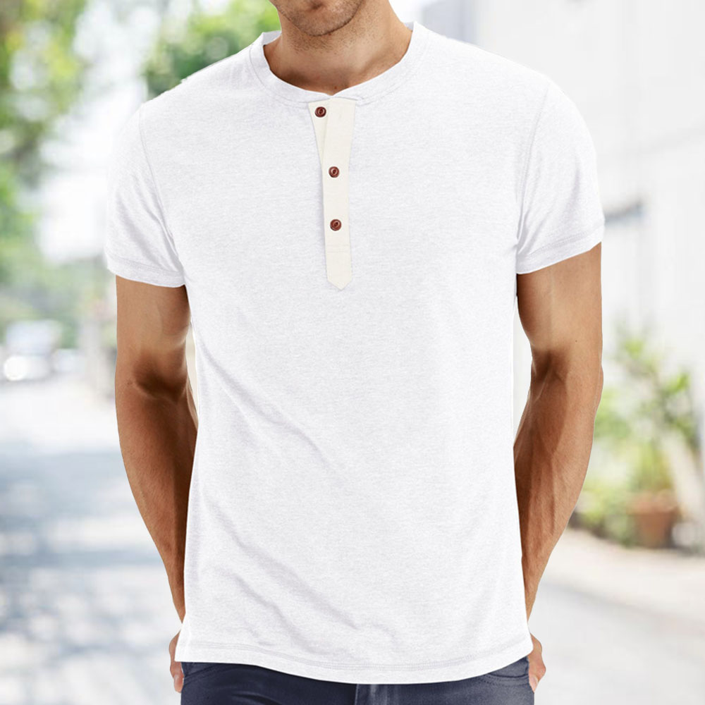 Lightrime Summer new men's short-sleeved solid color T-shirt
