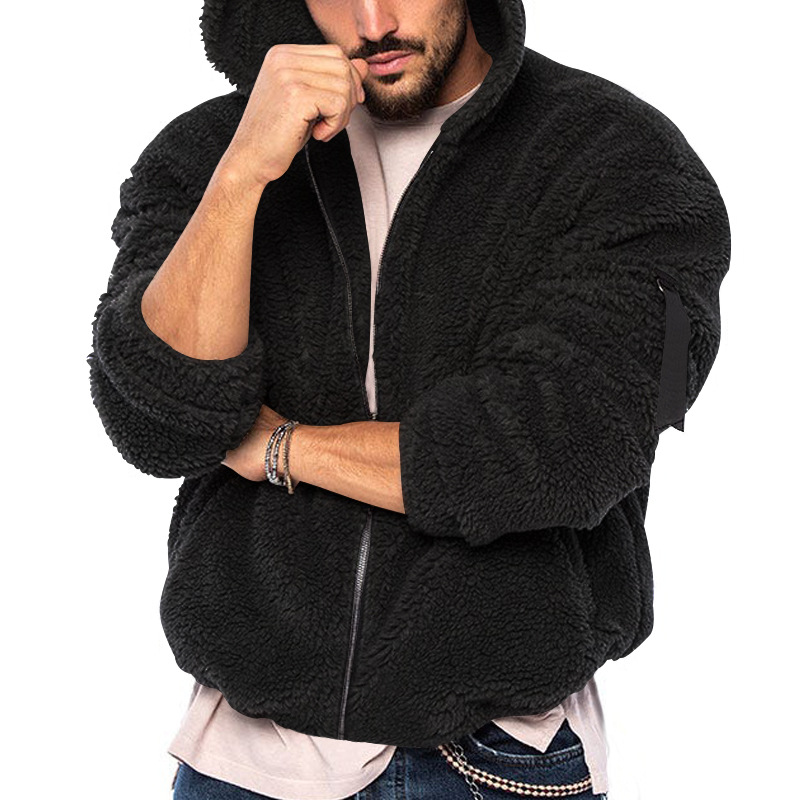 Reemelody Autumn and winter new men's plush hooded warm jacket