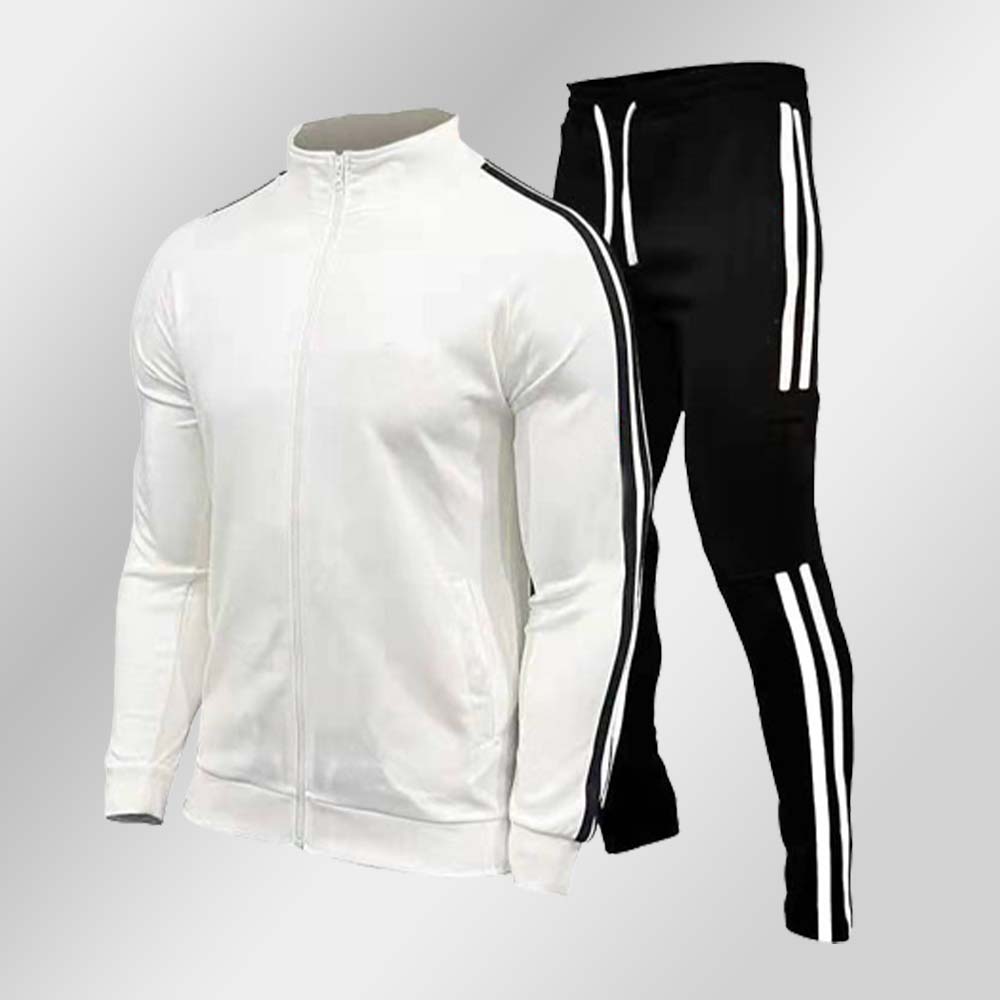 Reemelody Men's new sports two-piece fitness running zipper cardigan jogging pants suit