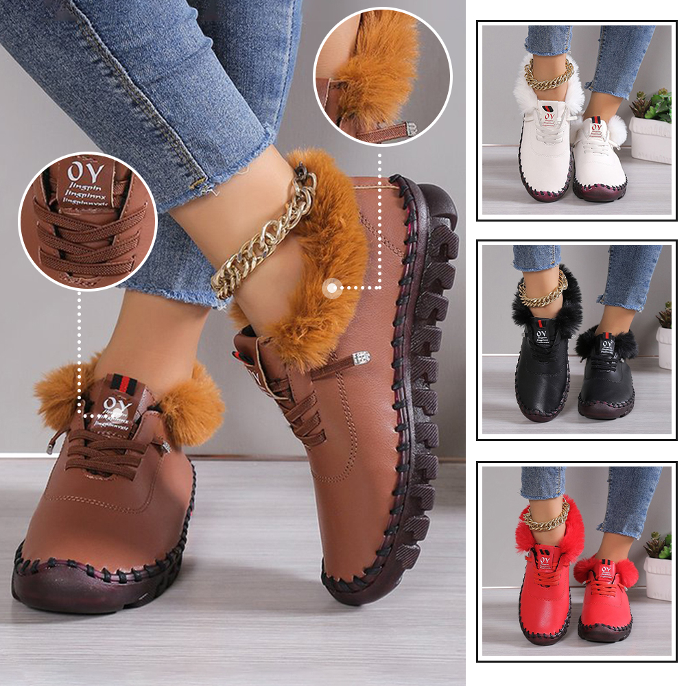 Reemelody Winter warm cotton women's lace-up shoes