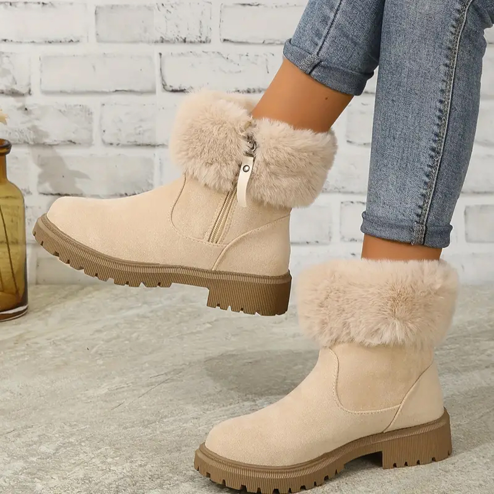 Reemelody New winter women's velvet warm side zipper snow boots