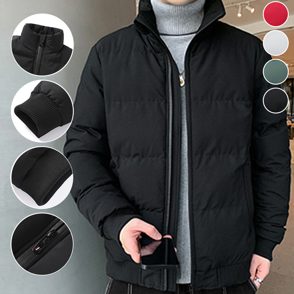 Reemelody New winter men's stand collar jacket plus velvet warm and fashionable cotton coat