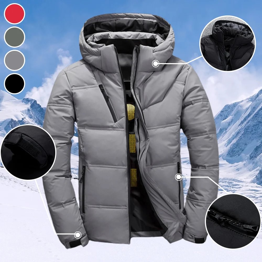 Reemelody Men's short hooded thermal down jacket