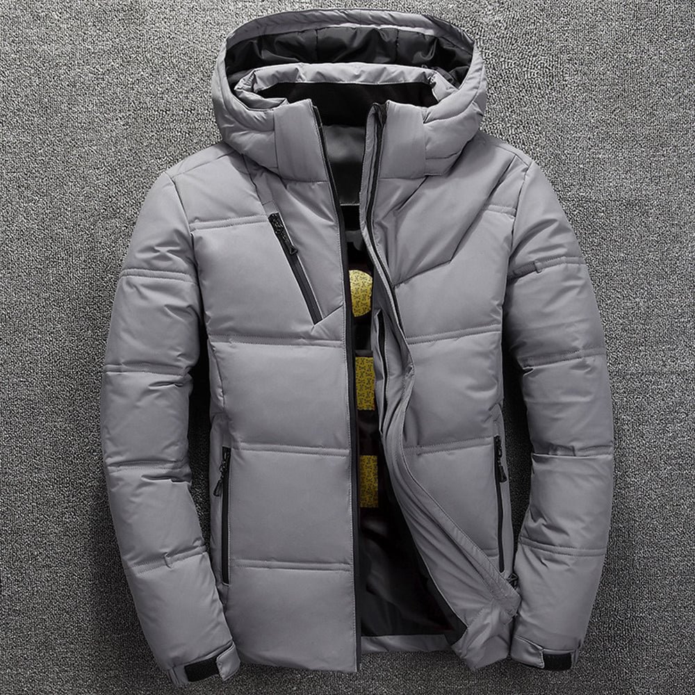 Reemelody Men's short hooded thermal down jacket