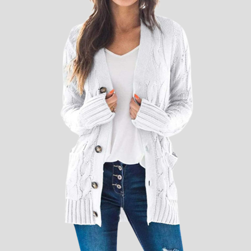Reemelody Early autumn new women's knitted cardigan casual coat sweater