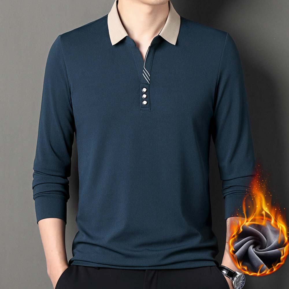 Reemelody Men's New Plush Fleece Polo Shirt