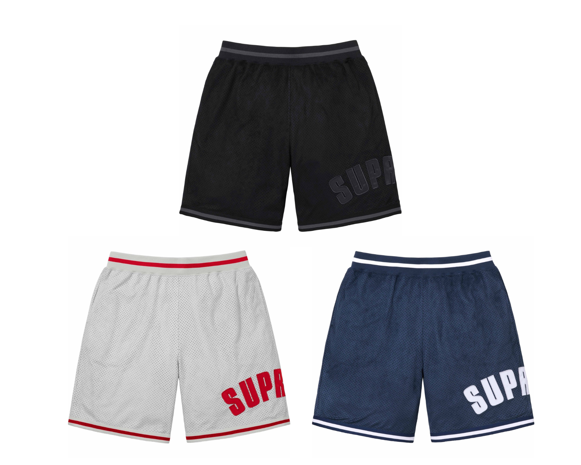  Supreme SS24 WEEK13 UL TRASUEDE MESH SHORT 网眼微标 印花休闲短裤 男女同款 三色 灰色 蓝色 黑色   SUP-SS24-211 