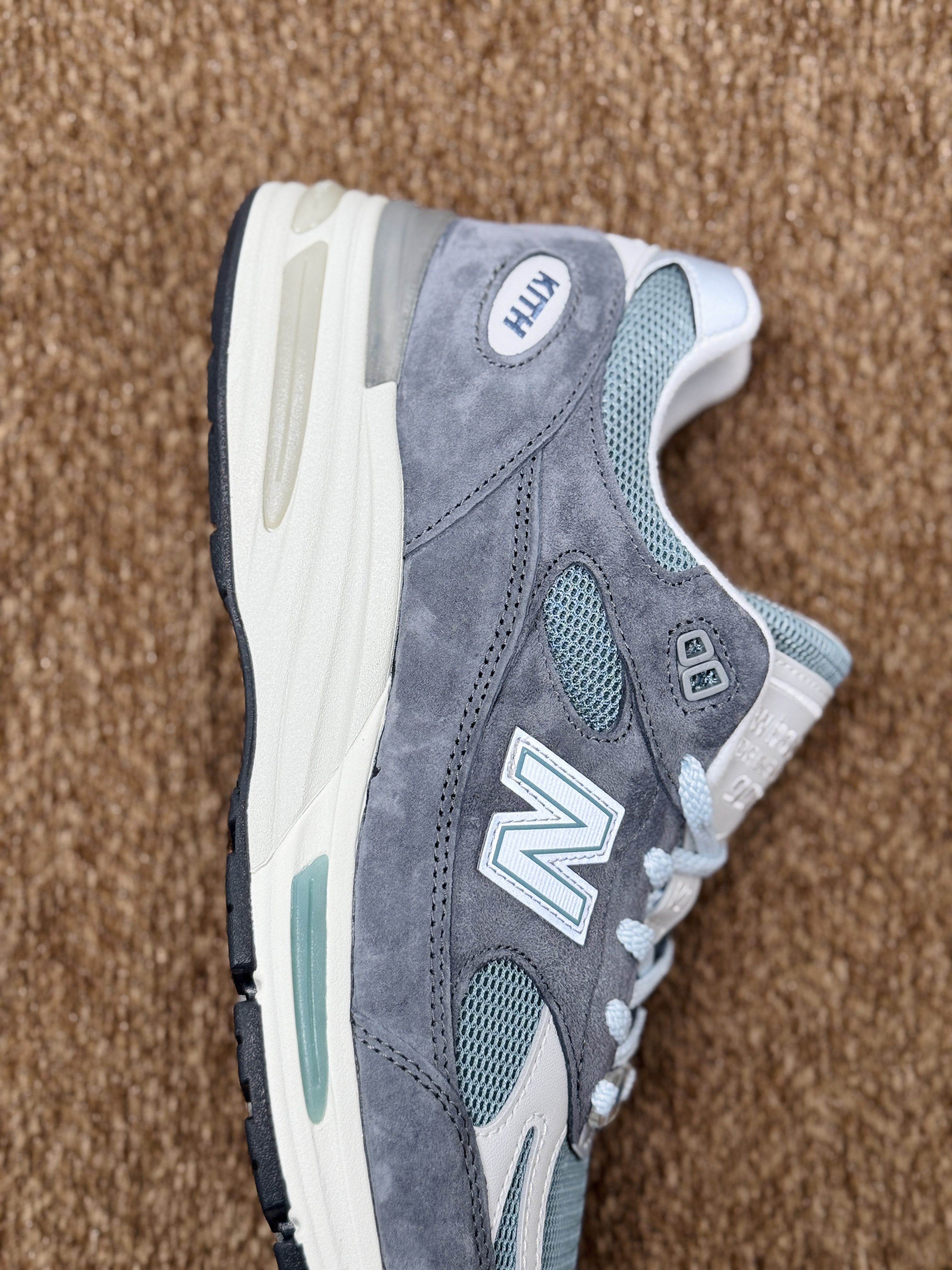 新版  KITH New Balance 991 V2 石头岛 低筒 复古跑鞋 休闲鞋 运动鞋 波鞋 男鞋 女鞋 灰蓝色 U991KH2