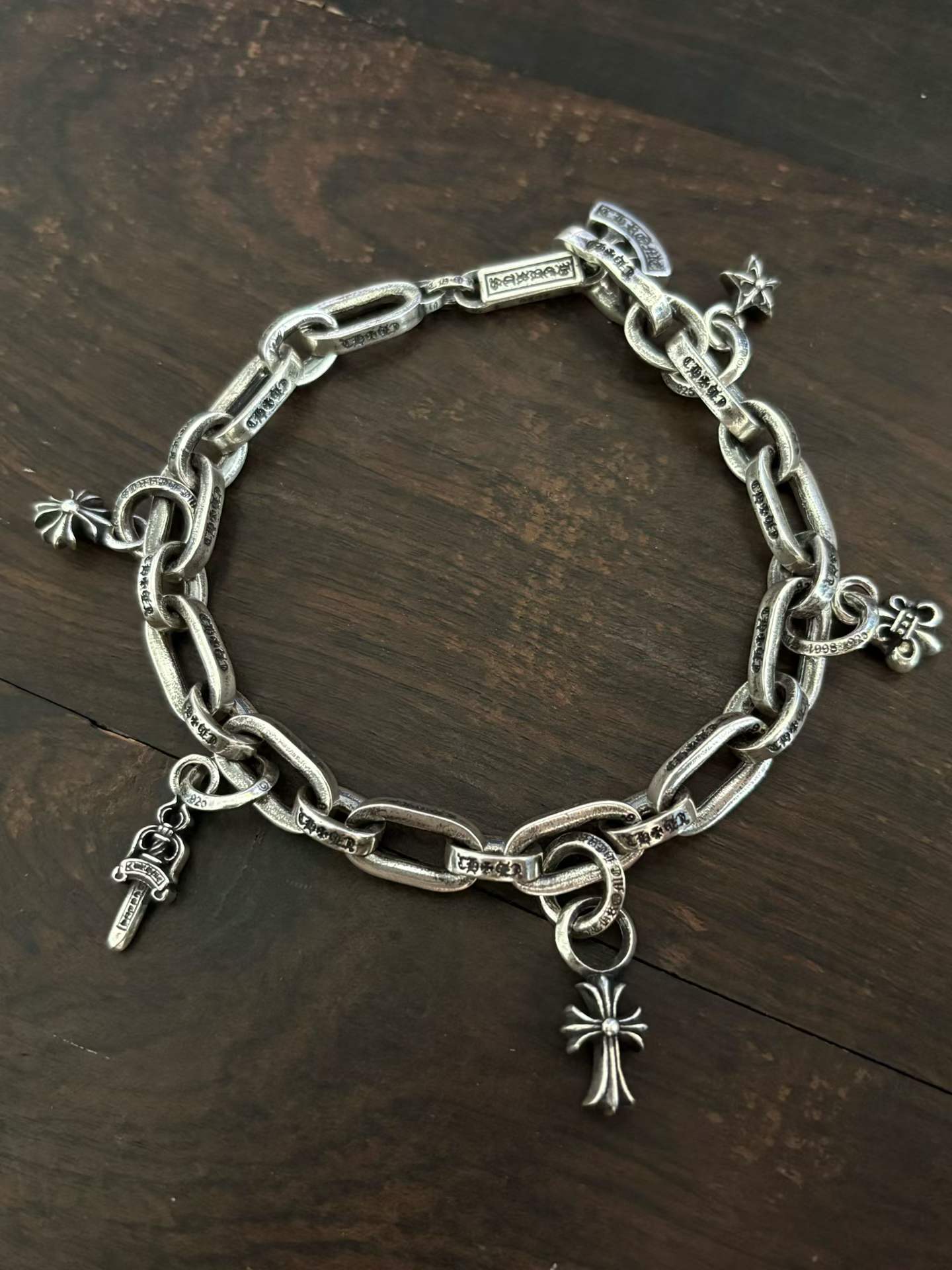 Chrome Hearts Couple's Bracelet — Hand-Distressed Finish CH  克罗心 925银  手工 手链  