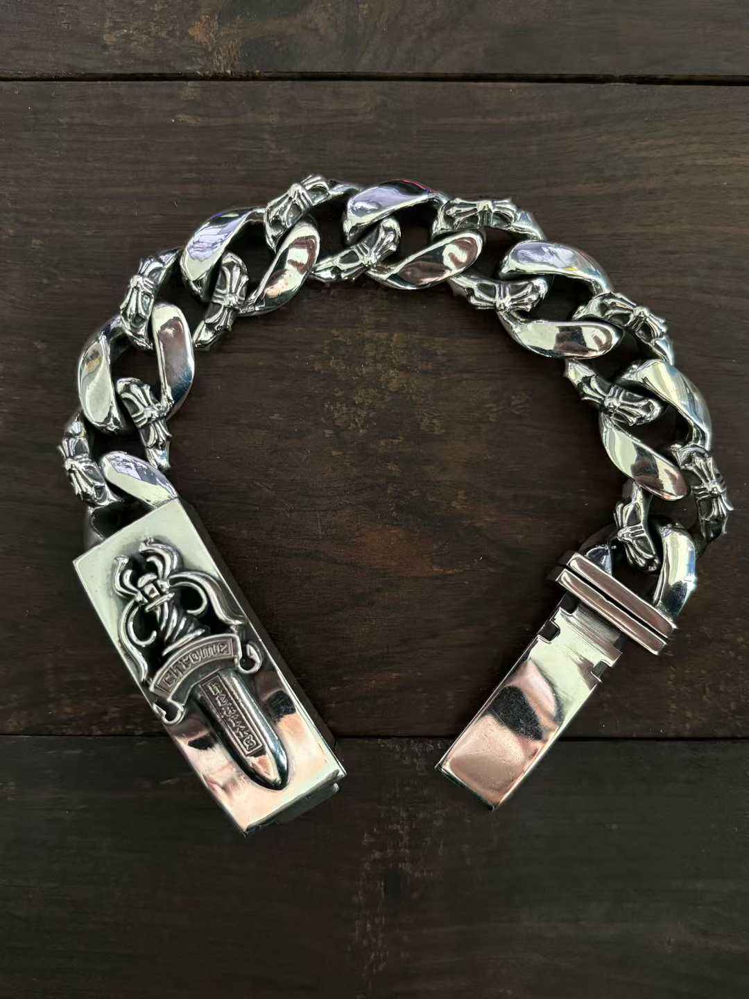 Chrome Hearts Couple's Bracelet — Hand-Distressed Finish CH  克罗心 925银  手工 手链 古巴  