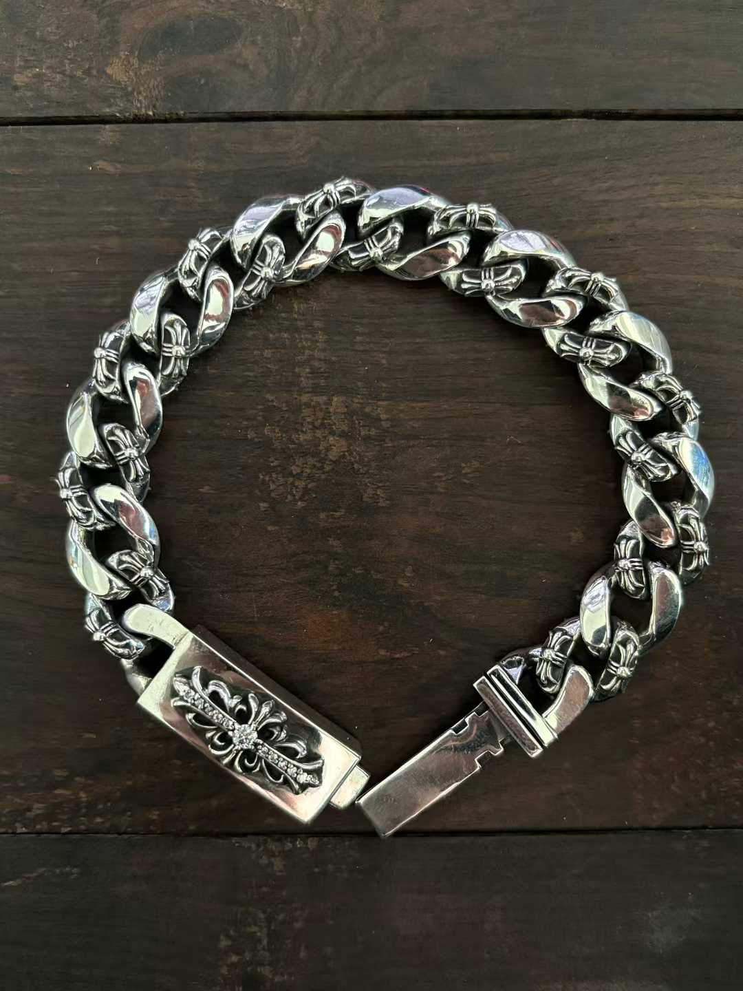Chrome Hearts Couple's Bracelet — Hand-Distressed Finish CH  克罗心 925银  手工 手链 古巴  