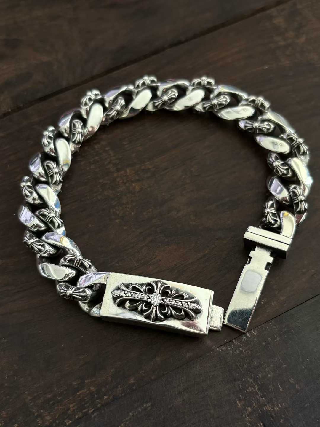 Chrome Hearts Couple's Bracelet — Hand-Distressed Finish CH  克罗心 925银  手工 手链 古巴  