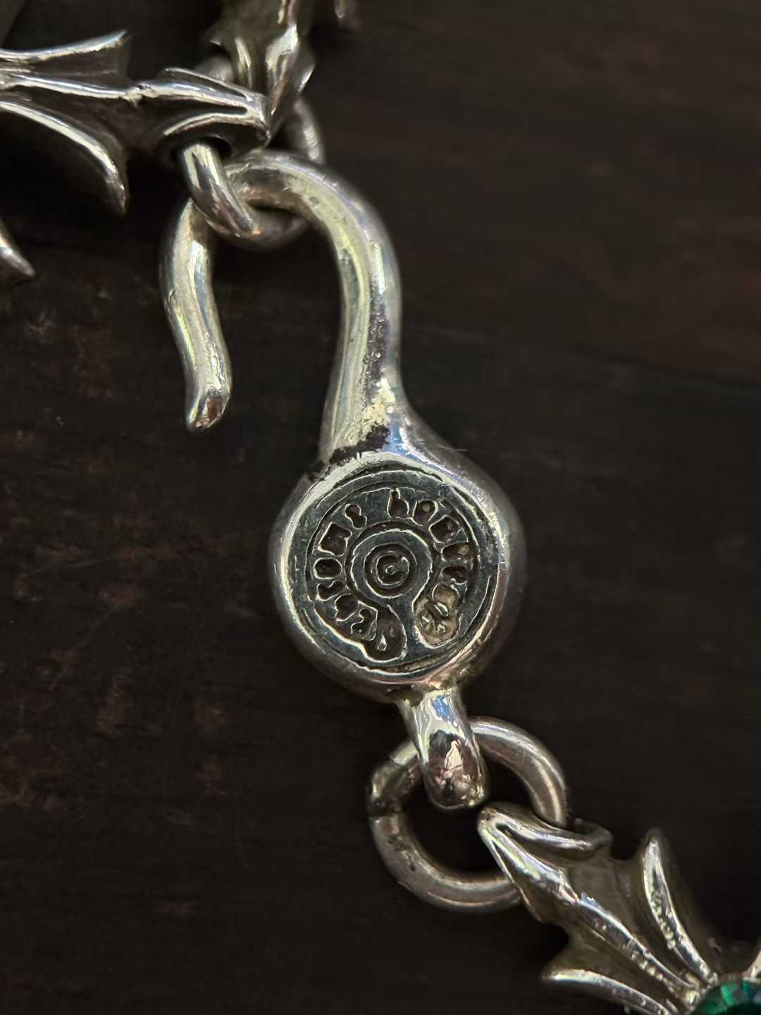 Chrome Hearts  CH  克罗心 925银  手工 手链 十字 绿钻