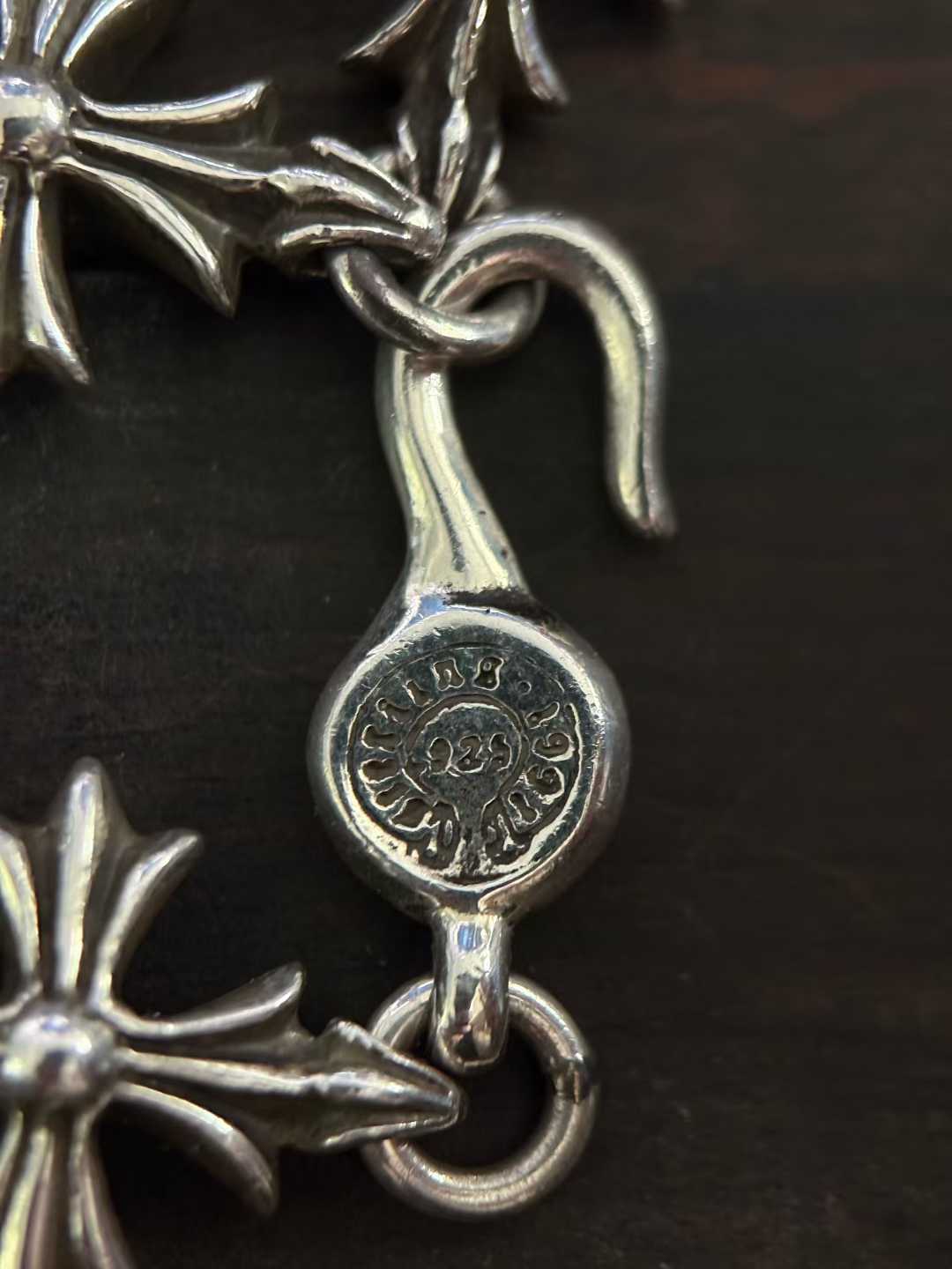 Chrome Hearts  CH  克罗心 925银  手工 手链 十字 绿钻