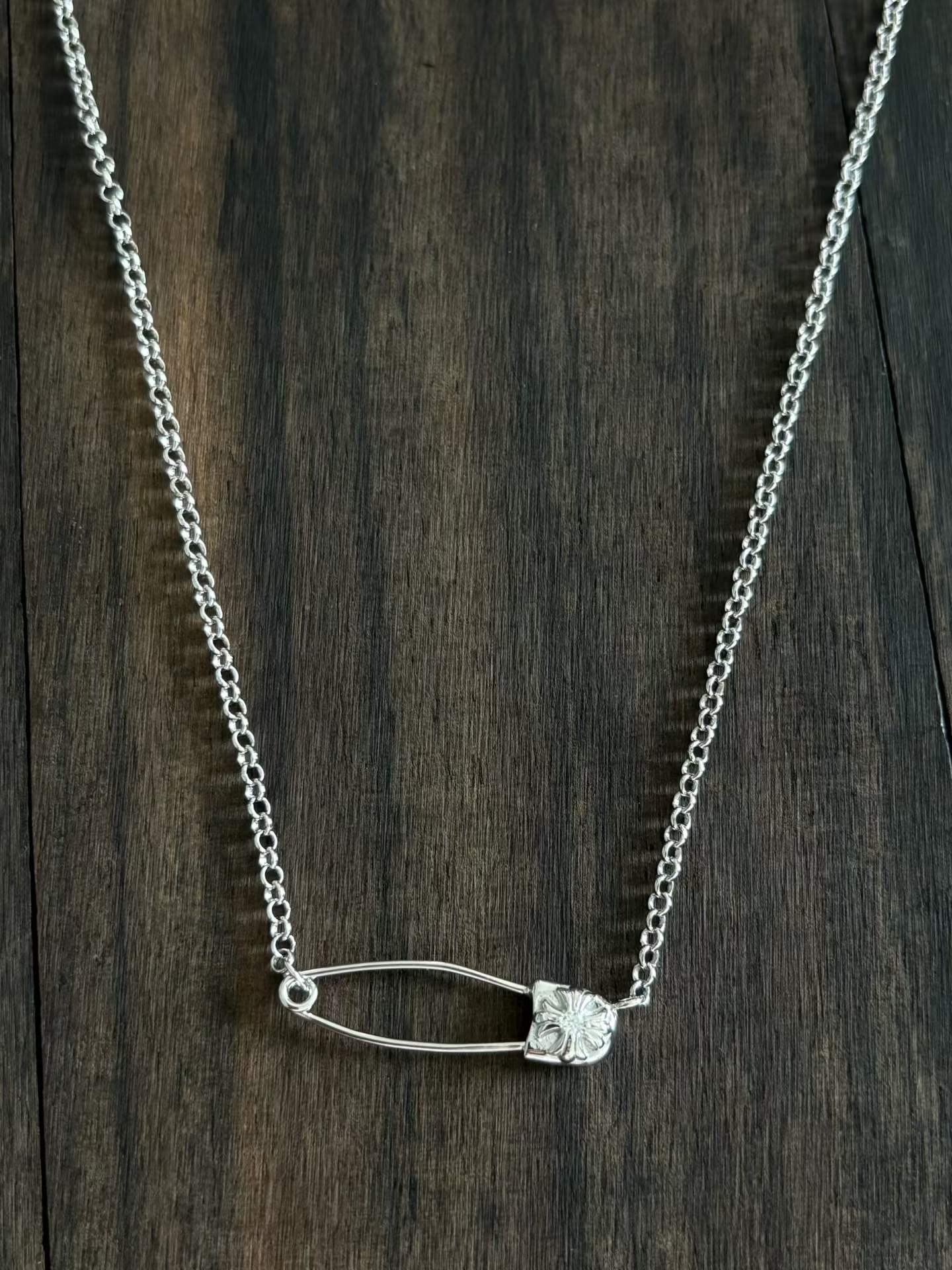 Chrome Hearts  CH 克罗心 925银  镀K金 别针 项链  （价格根据长度每日银价所定）
