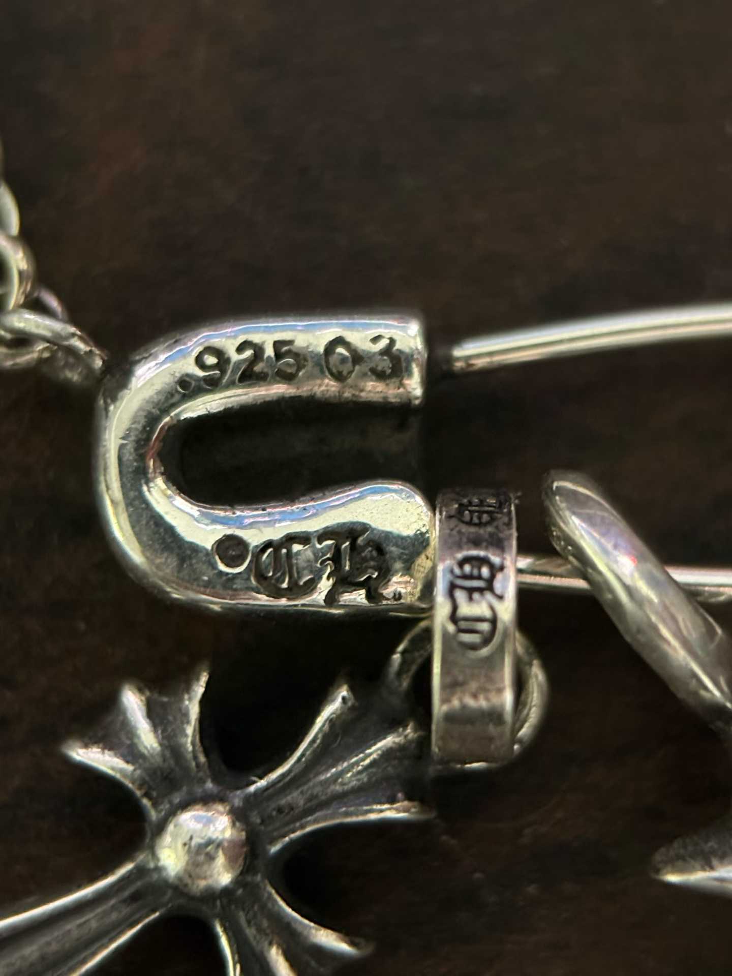 Chrome Hearts  CH 克罗心 925银  镶钻 双十字 别针 项链  （价格根据长度每日银价所定）