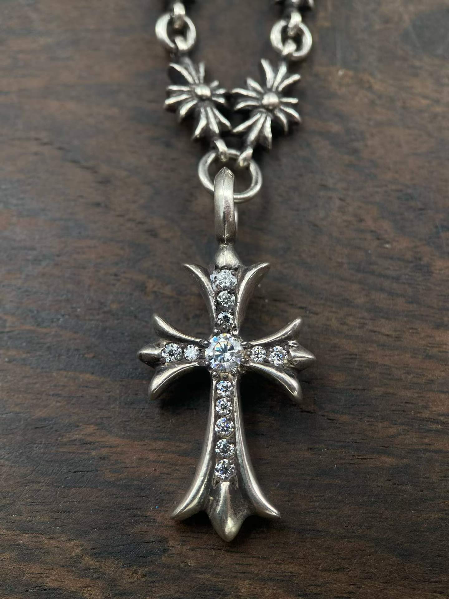 Chrome Hearts  CH 克罗心 925银 十字架镶钻 套头链 项链 （价格根据长度每日银价所定）