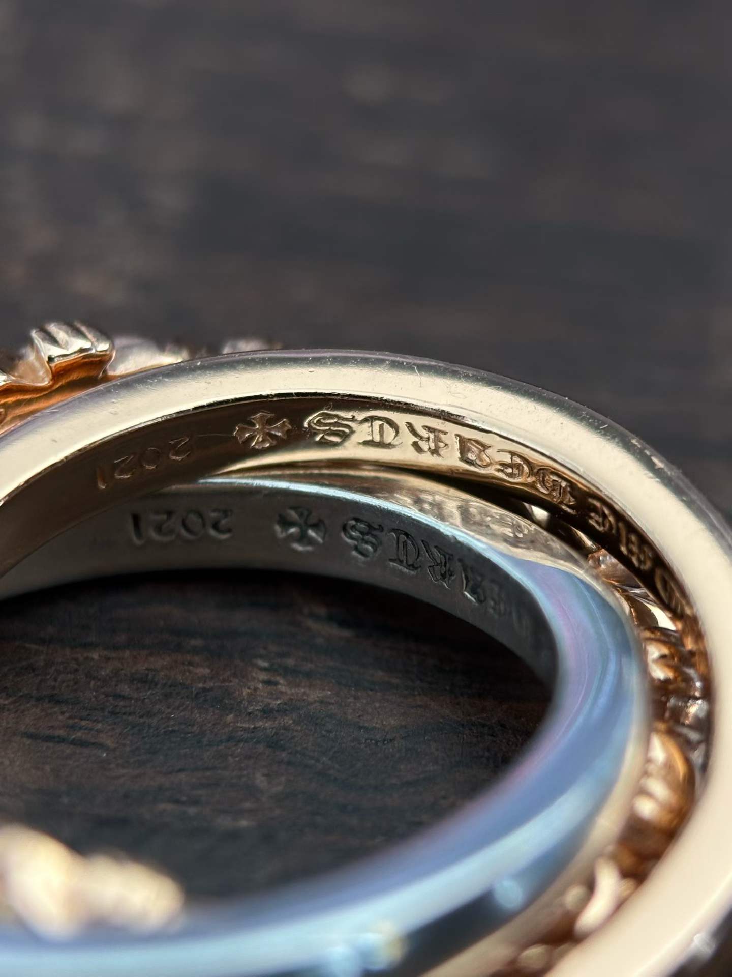 Chrome Hearts  CH 克罗心 925银  22K三环 宽版 男女同款对戒 （由于银价的浮动 與尺寸不同真實售價咨詢客服）