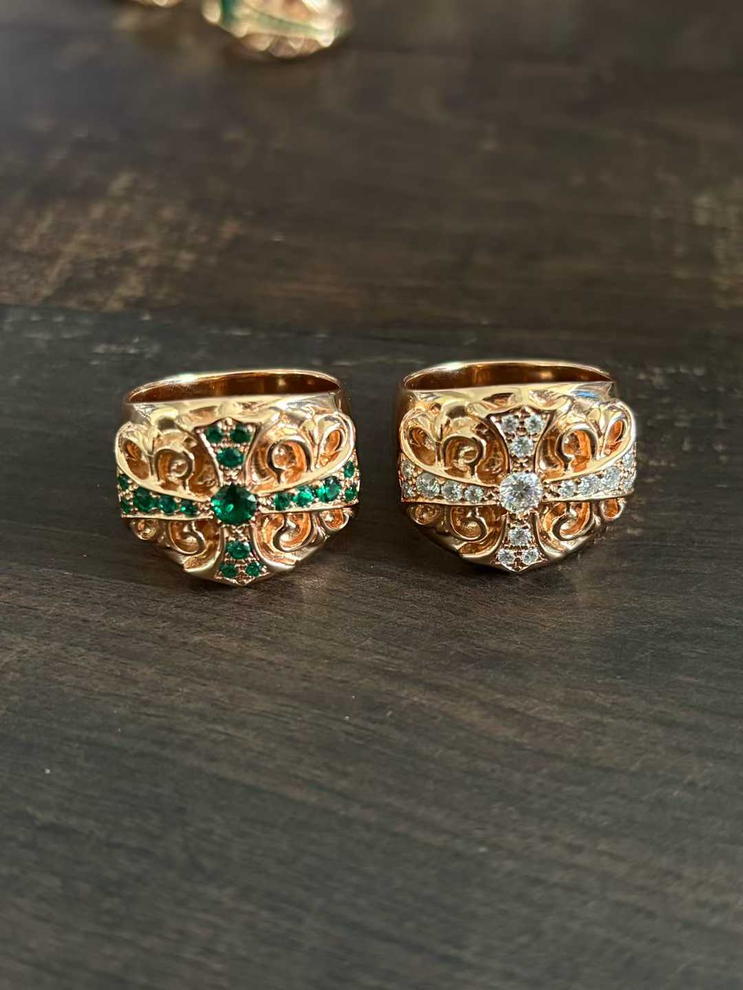Chrome Hearts  CH 克罗心 925银  男女同款情侣对戒  镀22K 大号keeper戒指 （由于银价的浮动 與尺寸不同真實售價咨詢客服）