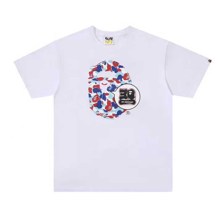 A BATHING APEA Bape  迷彩猿人字母印花宽松圆领 短袖 T恤  