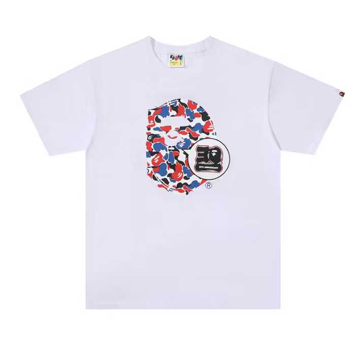 A BATHING APEA Bape  迷彩猿人字母印花宽松圆领 短袖 T恤  