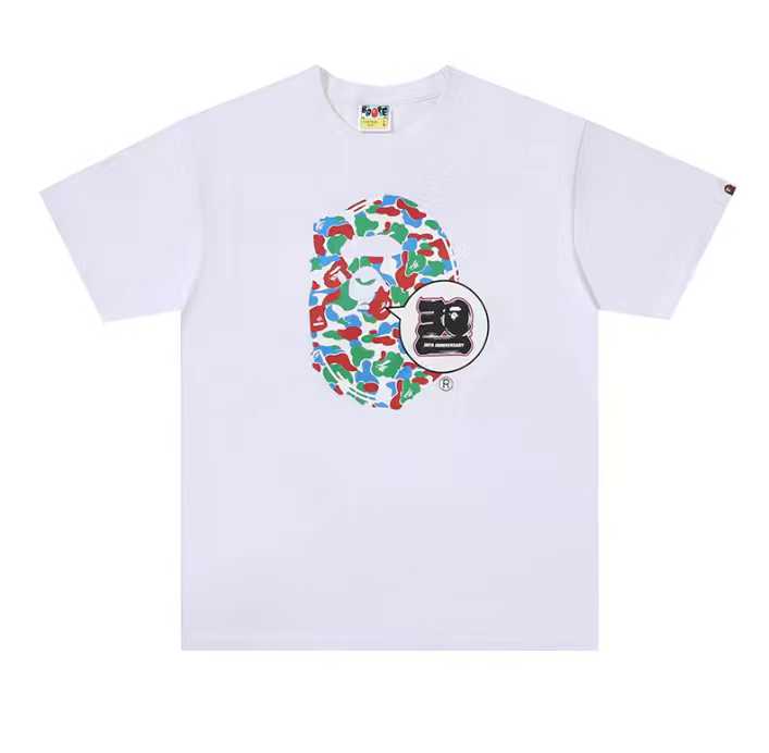 A BATHING APEA Bape  迷彩猿人字母印花宽松圆领 短袖 T恤  