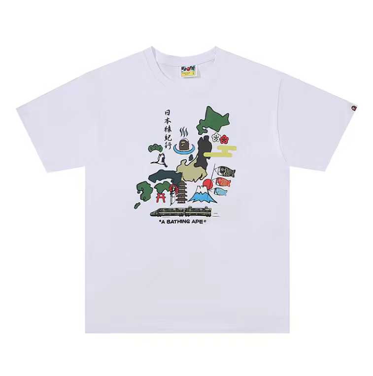 A BATHING APEA Bape  迷彩猿人字母印花宽松圆领 短袖 T恤  