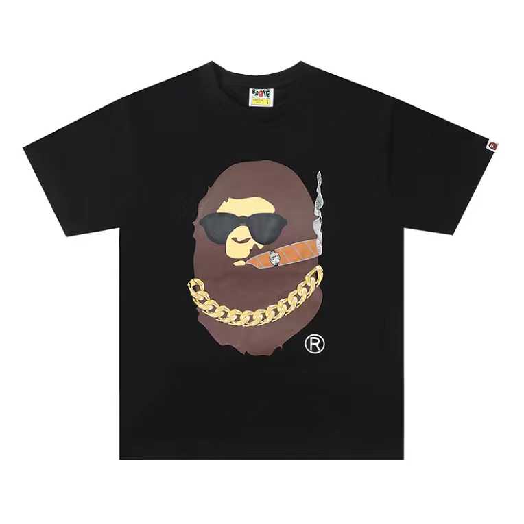 A BATHING APEA Bape  迷彩猿人字母印花宽松圆领 短袖 T恤  