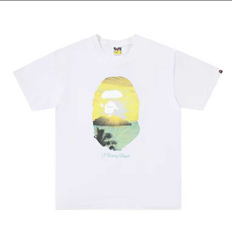 A BATHING APEA Bape  迷彩猿人字母印花宽松圆领 短袖 T恤  