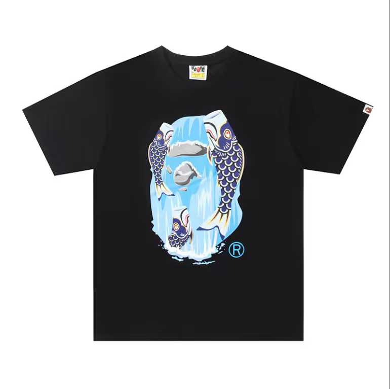 A BATHING APEA Bape  迷彩猿人字母印花宽松圆领 短袖 T恤  