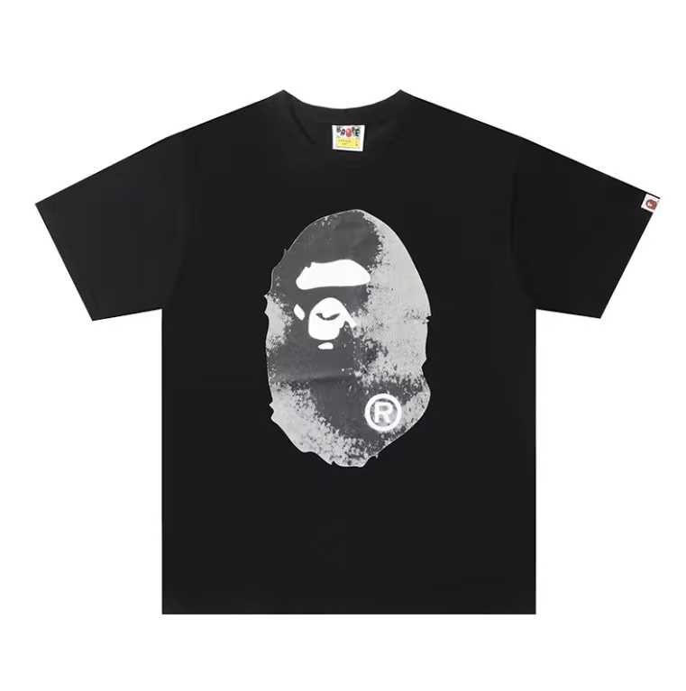 A BATHING APEA Bape  迷彩猿人字母印花宽松圆领 短袖 T恤  