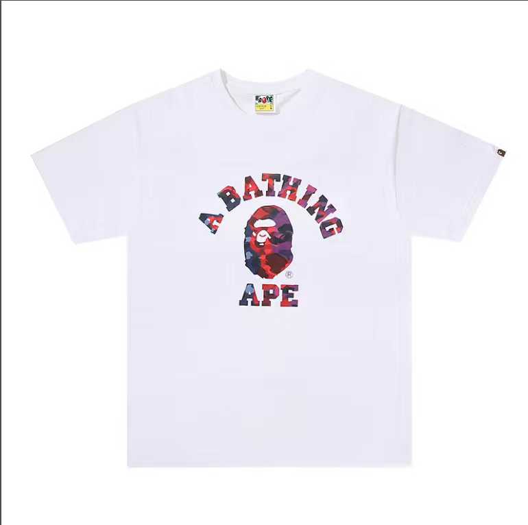 A BATHING APEA Bape  迷彩猿人字母印花宽松圆领 短袖 T恤  