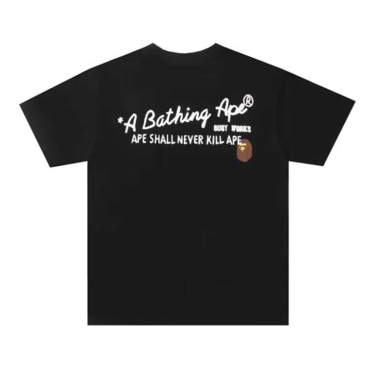 A BATHING APEA Bape  迷彩猿人字母印花宽松圆领 短袖 T恤  