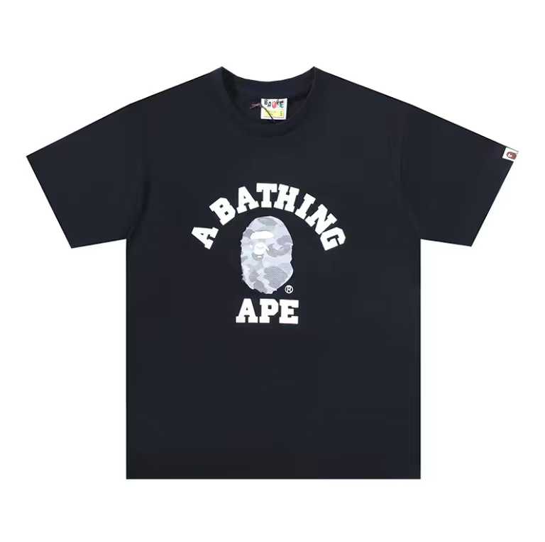 A BATHING APEA Bape  迷彩猿人字母印花宽松圆领 短袖 T恤  