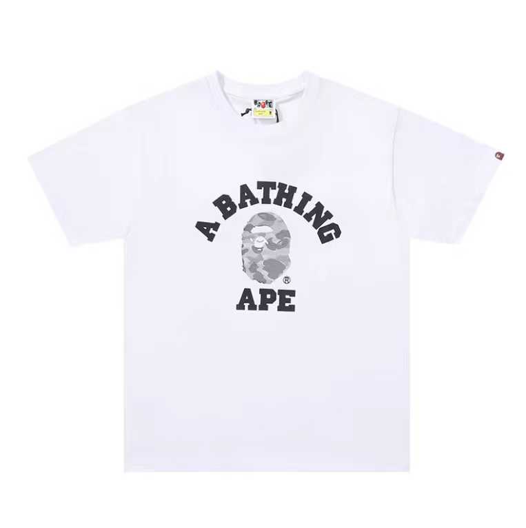 A BATHING APEA Bape  迷彩猿人字母印花宽松圆领 短袖 T恤  