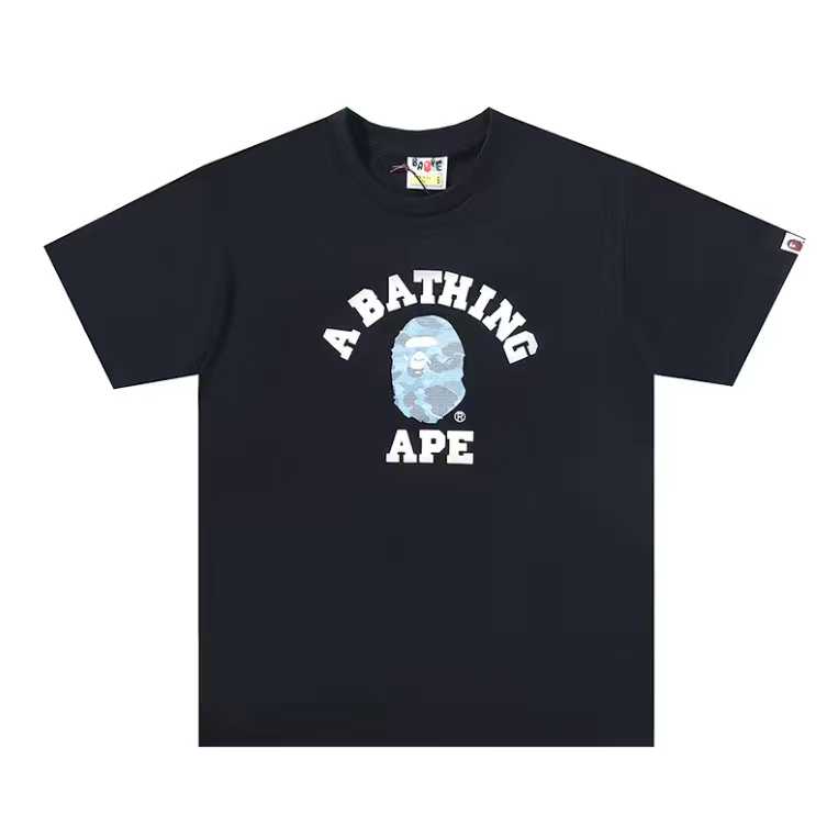 A BATHING APEA Bape  迷彩猿人字母印花宽松圆领 短袖 T恤  