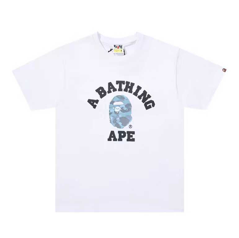 A BATHING APEA Bape  迷彩猿人字母印花宽松圆领 短袖 T恤  