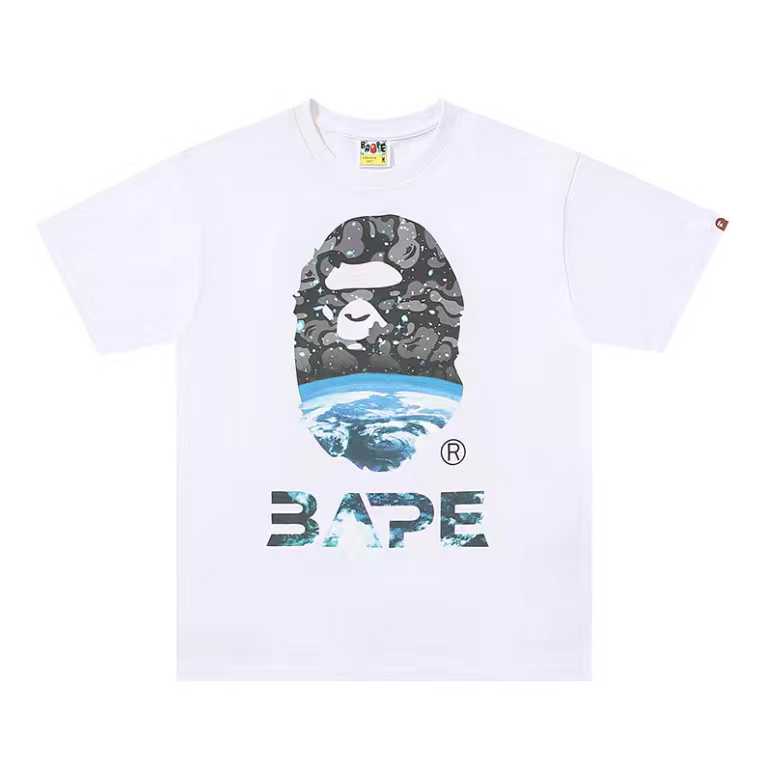 A BATHING APEA Bape  迷彩猿人字母印花宽松圆领 短袖 T恤  